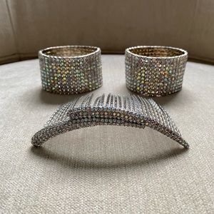 AB crystal bracelets + hair comb